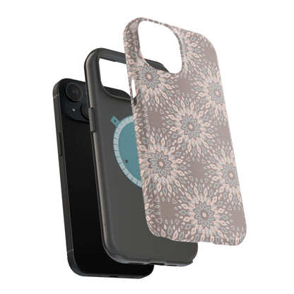 Beige Floral Design - Iphone Magnetic Tough Case
