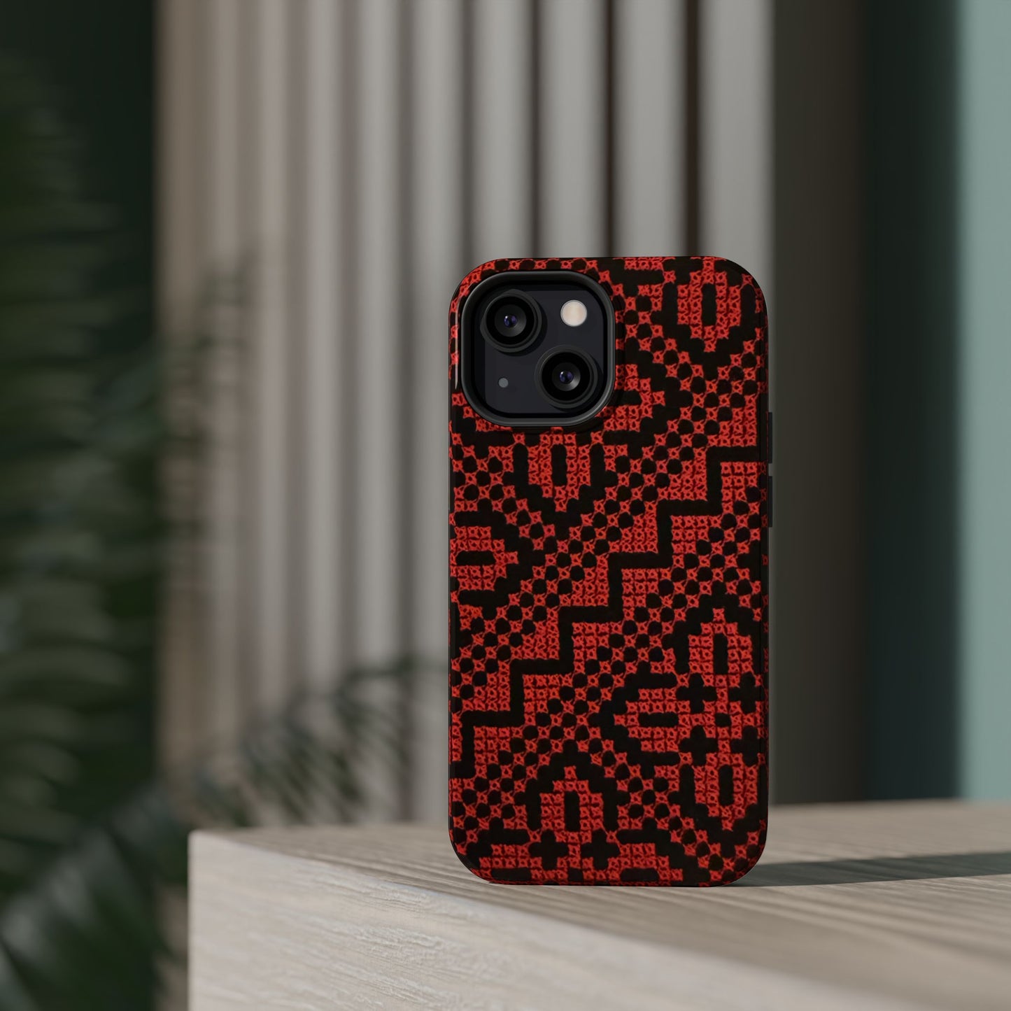 Red and Black Tatreez Design - Iphone Magnetic Tough Case