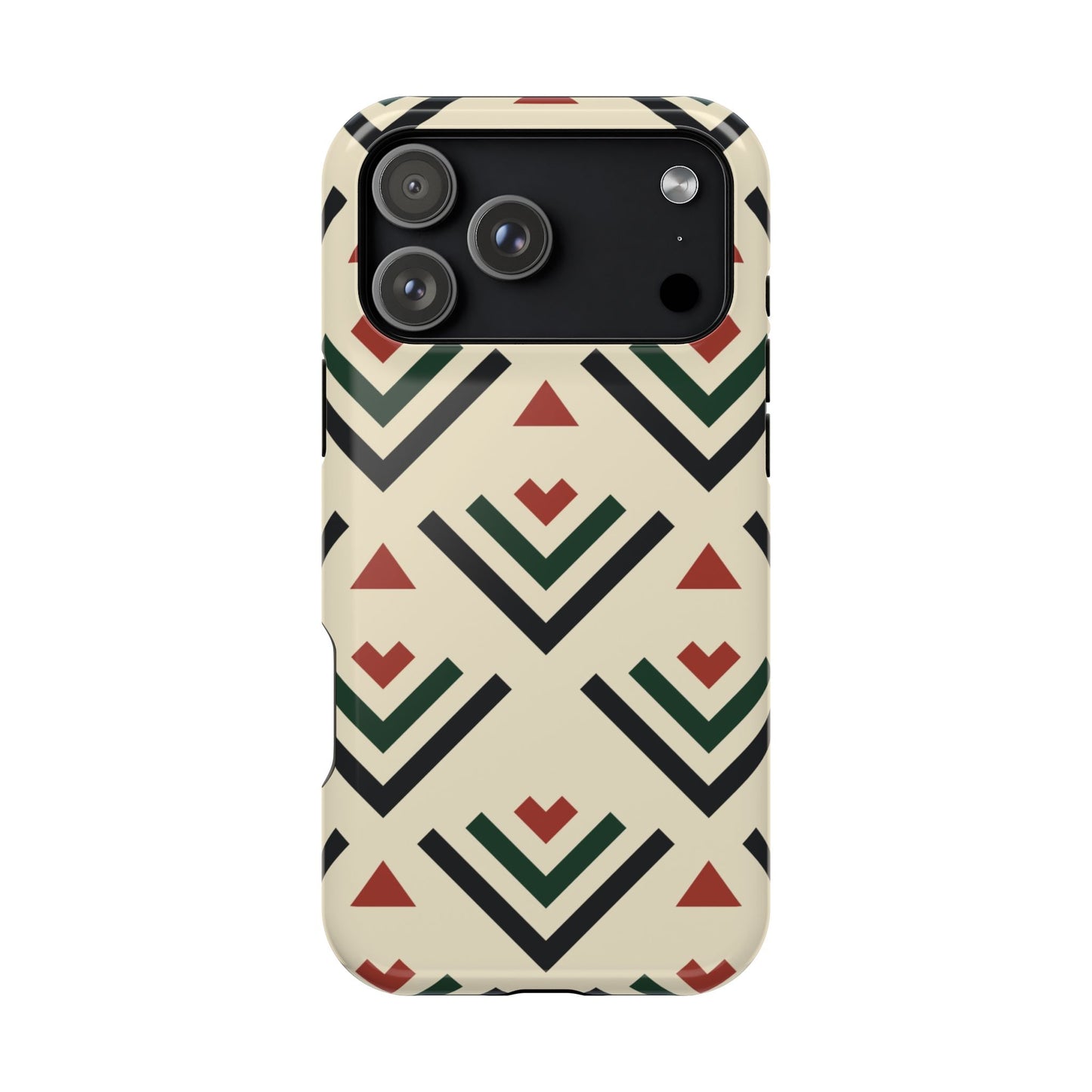 Red Black Green Geometric Design Iphone Magnetic Tough Case