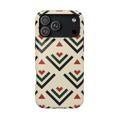 Red Black Green Geometric Design Iphone Magnetic Tough Case