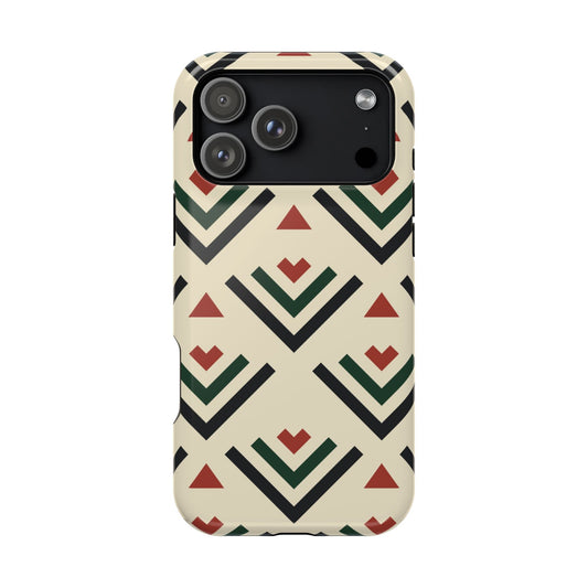 Red Black Green Geometric Design Iphone Magnetic Tough Case