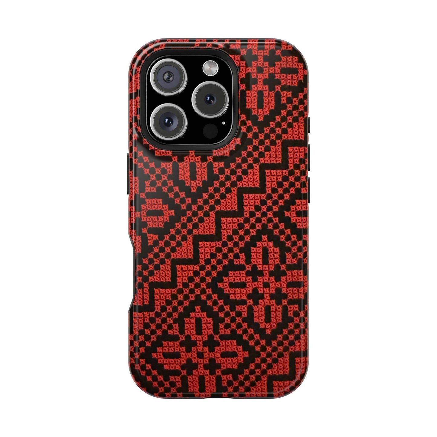 Red and Black Tatreez Design - Iphone Magnetic Tough Case