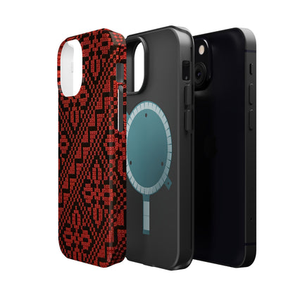 Red and Black Tatreez Design - Iphone Magnetic Tough Case