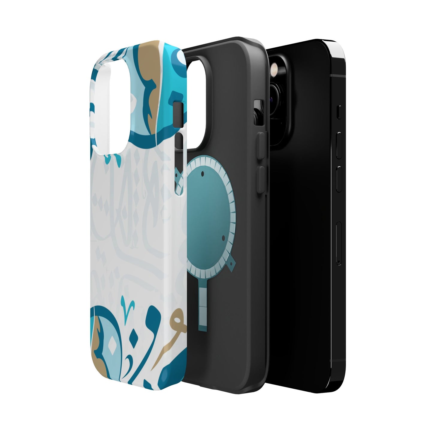 White Blue and Gold Arabic Calligraphy Iphone Magnetic Tough Case