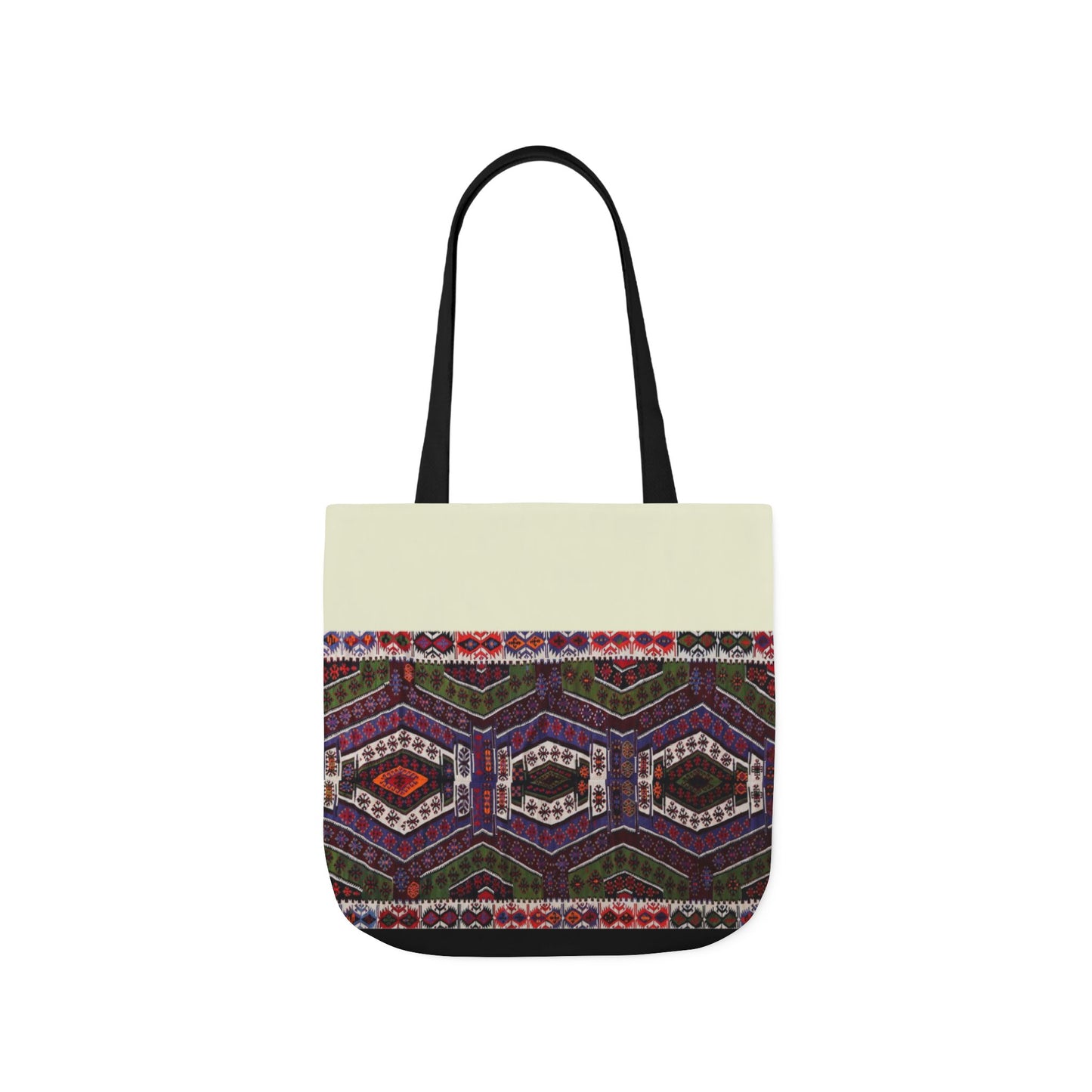Purple and Res geometric Designs  Tote Bag, 2-Color Straps