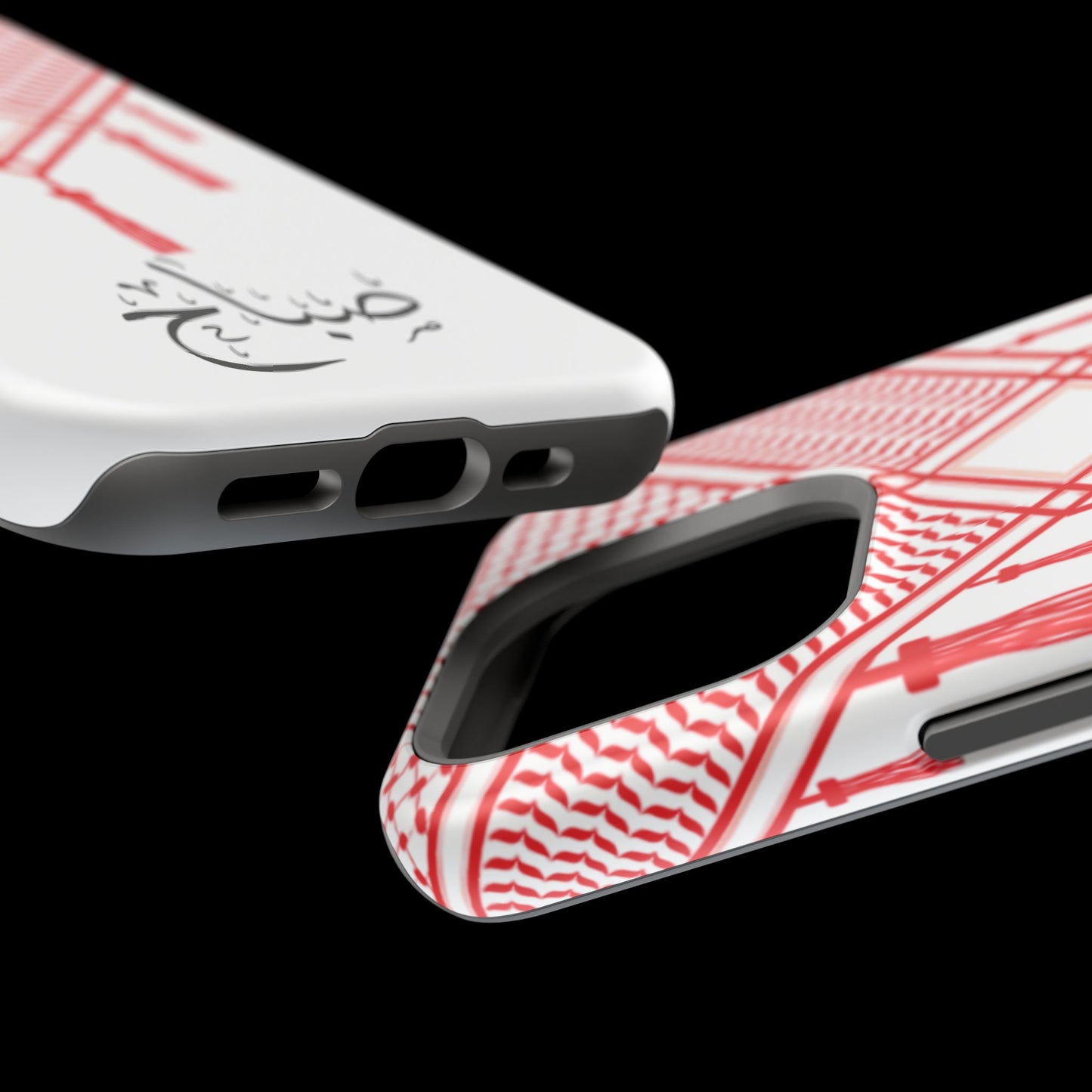 Personalized Arabic Calligraphy - Iphone Magnetic Impact-Resistant Phone Case - Red and White Shmagh Design
