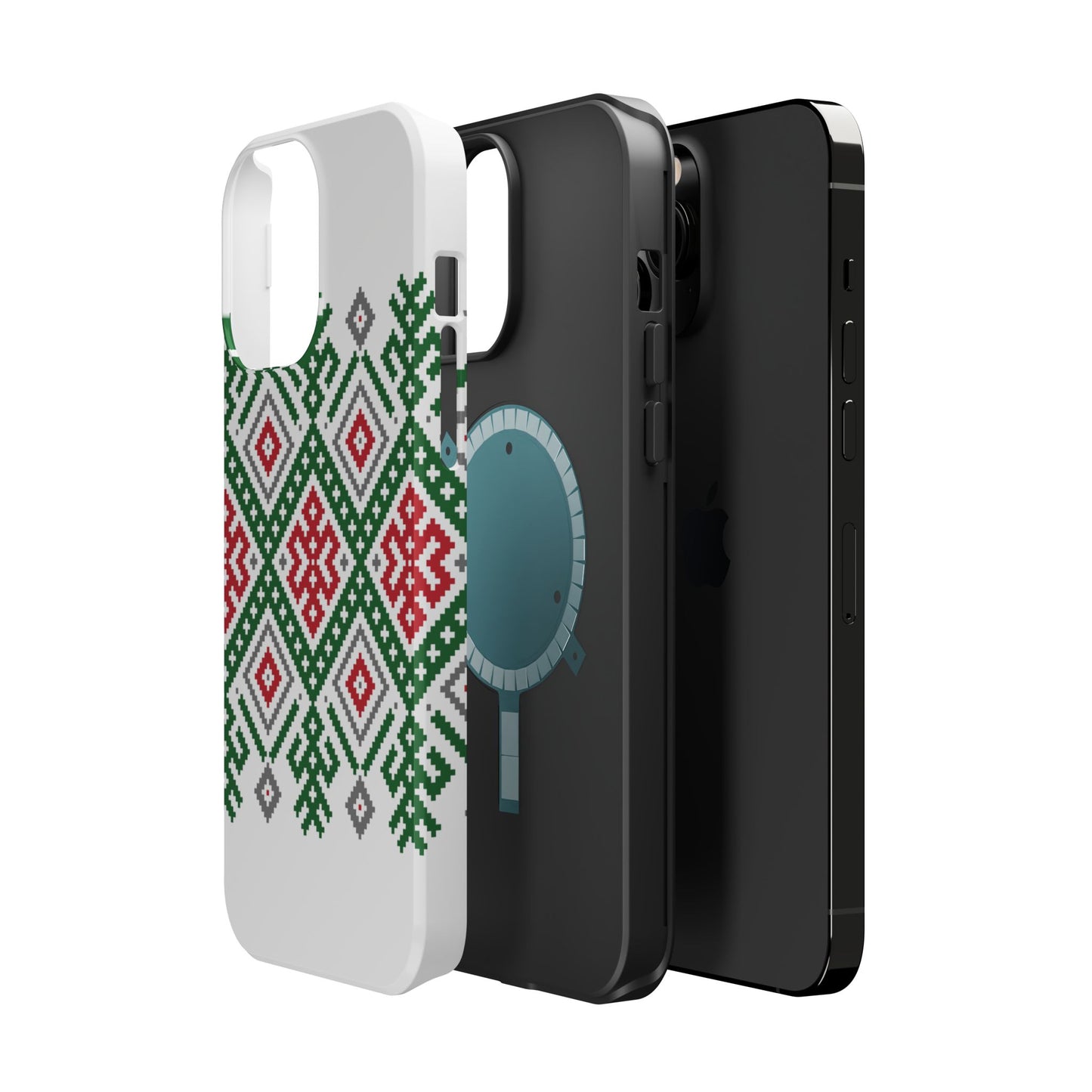 Red white Green and Black  Geometric Design Iphone Magnetic Tough Case
