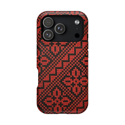 Red and Black Tatreez Design - Iphone Magnetic Tough Case