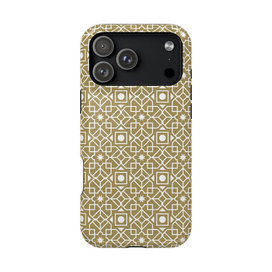 Beige and Gold Geometric Design Iphone Magnetic Tough Case