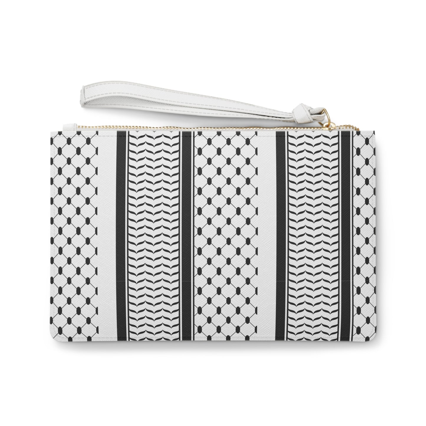 Large* Black and White Hattah Themed Clutch Bag, Stylish Purse