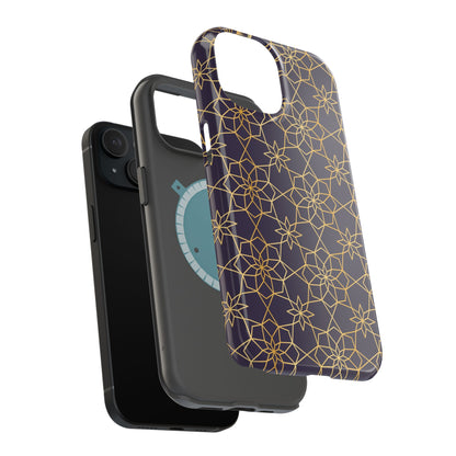 Gold and Purple Geometric Design Iphone Magnetic Tough Case