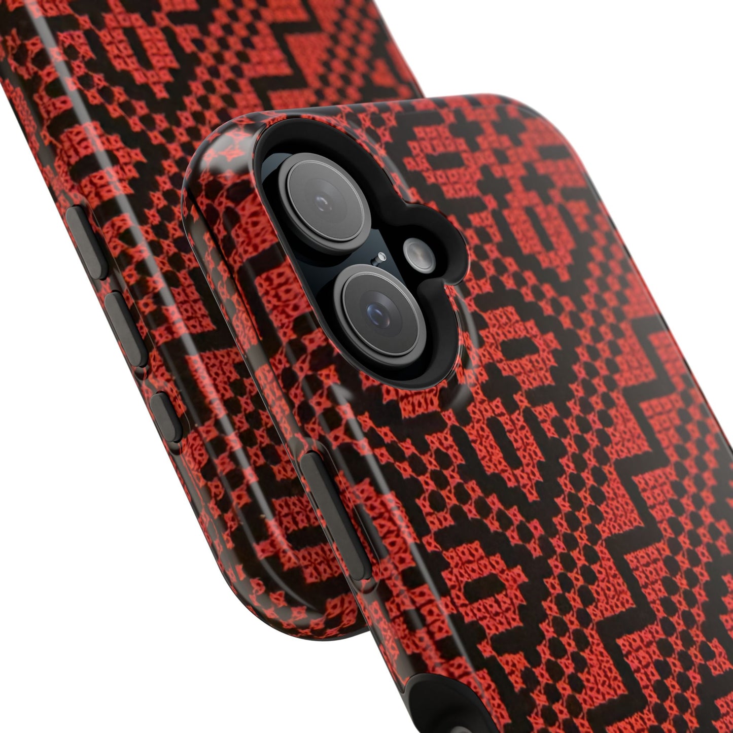 Red and Black Tatreez Design - Iphone Magnetic Tough Case