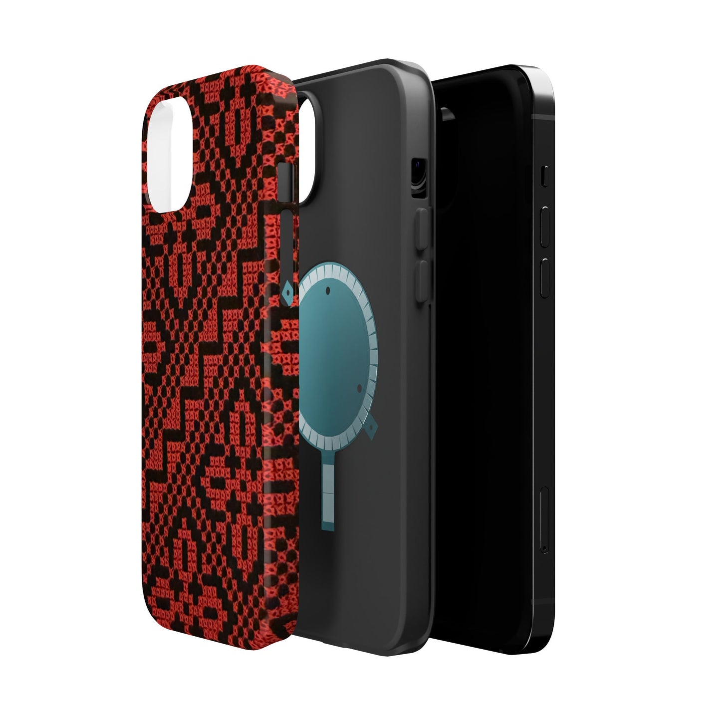 Red and Black Tatreez Design - Iphone Magnetic Tough Case