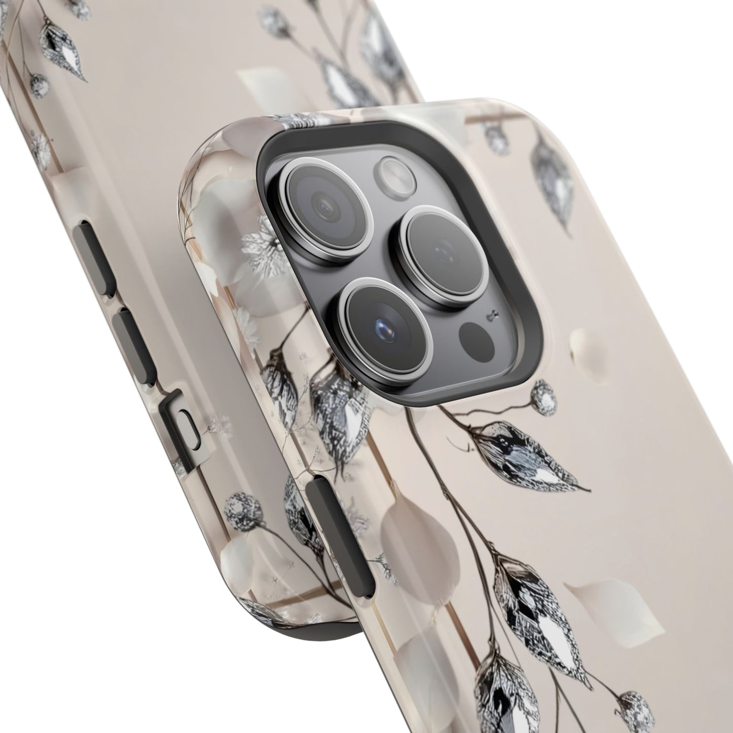 White Flowers and Diamonds 💎 Design - Iphone Magnetic Tough Case