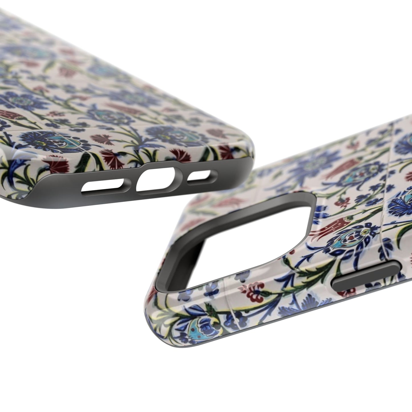 Blue ceramic Floral Design - Iphone Magnetic Tough Case