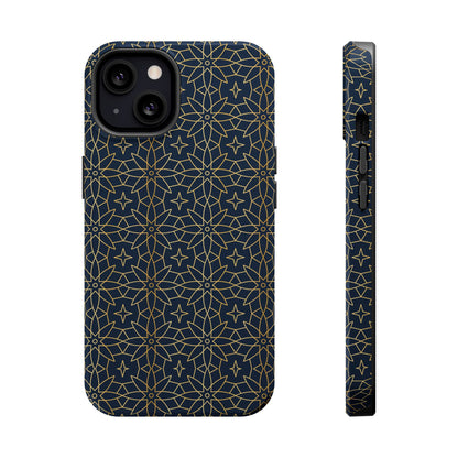 Navy and Gold Geometric Design Iphone Magnetic Tough Case