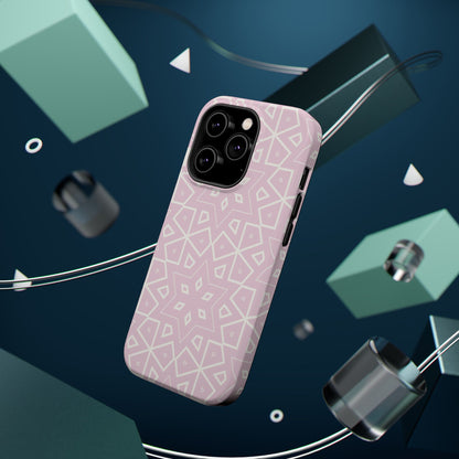 Pink and White Geometric Design Iphone Magnetic Tough Case