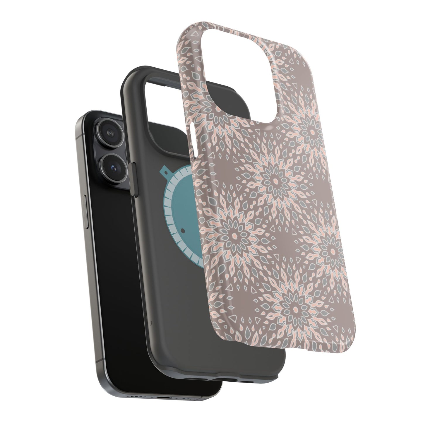 Beige Floral Design - Iphone Magnetic Tough Case