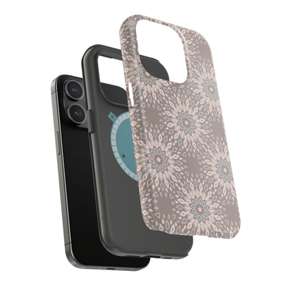 Beige Floral Design - Iphone Magnetic Tough Case