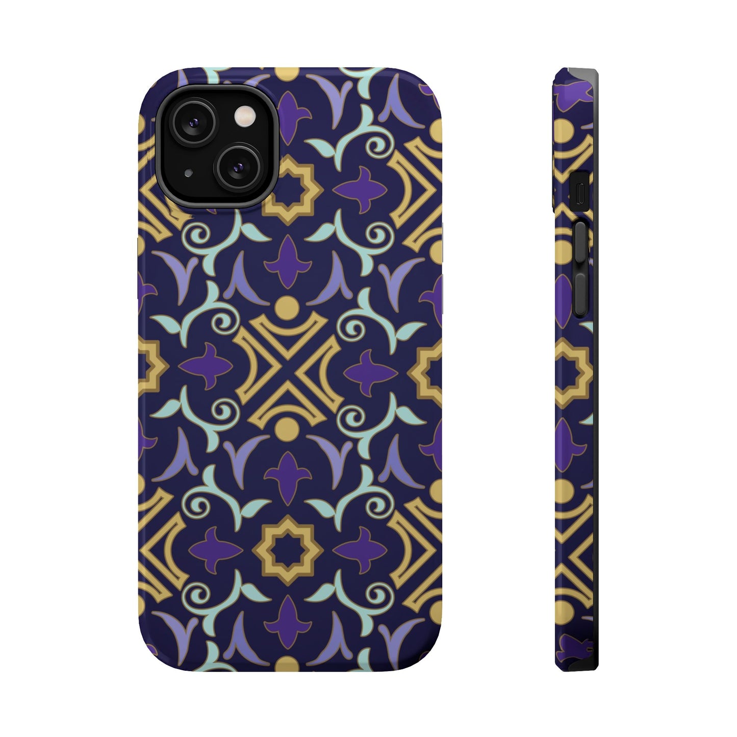 Geometric Purple and Gold Design Iphone Magnetic Tough Case