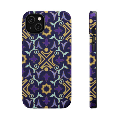 Geometric Purple and Gold Design Iphone Magnetic Tough Case