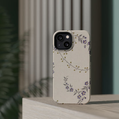 Purple Floral Design - Iphone Magnetic Tough Case