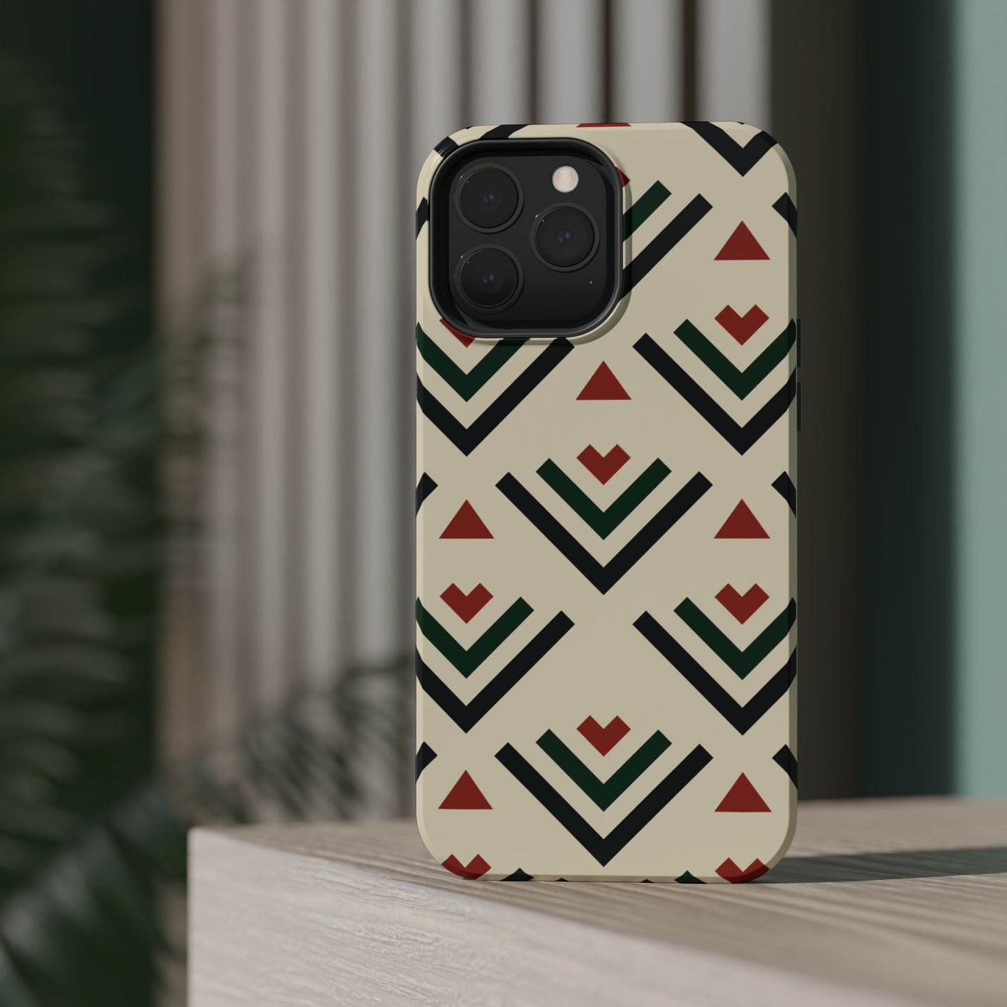 Red Black Green Geometric Design Iphone Magnetic Tough Case
