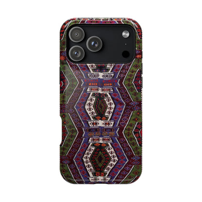 Purple and Green Geometric  Design - Iphone Magnetic Tough Case