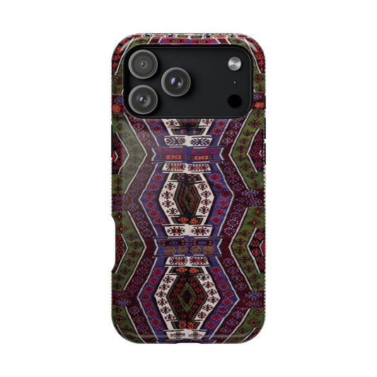 Purple and Green Geometric  Design - Iphone Magnetic Tough Case