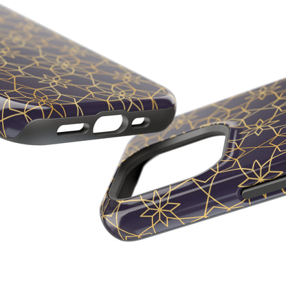 Gold and Purple Geometric Design Iphone Magnetic Tough Case