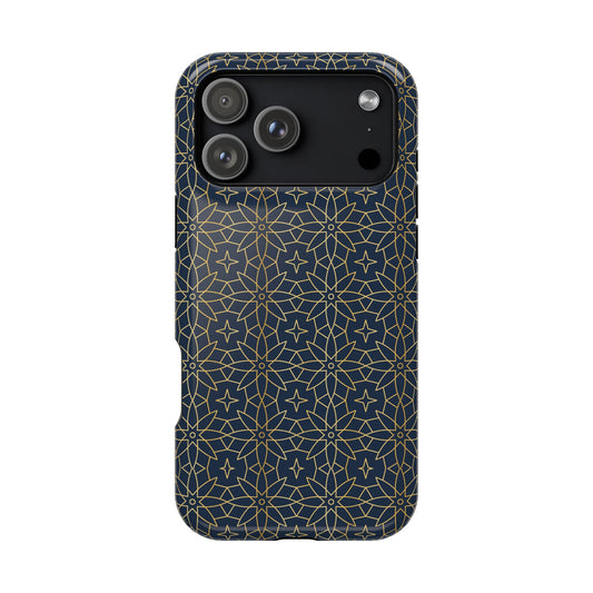 Navy and Gold Geometric Design Iphone Magnetic Tough Case