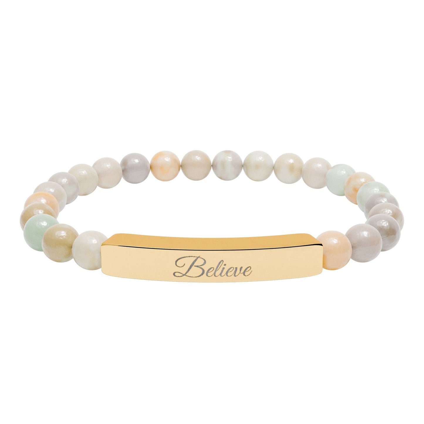 “Believe ” Engraved Natural Stone Bracelet - Meaningful Gift for Mindfulness and Style