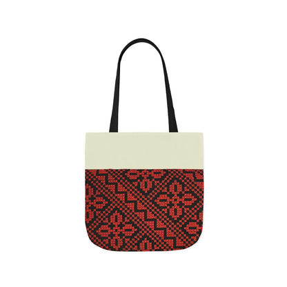 Red and Black Tatreez Designs Tote Bag