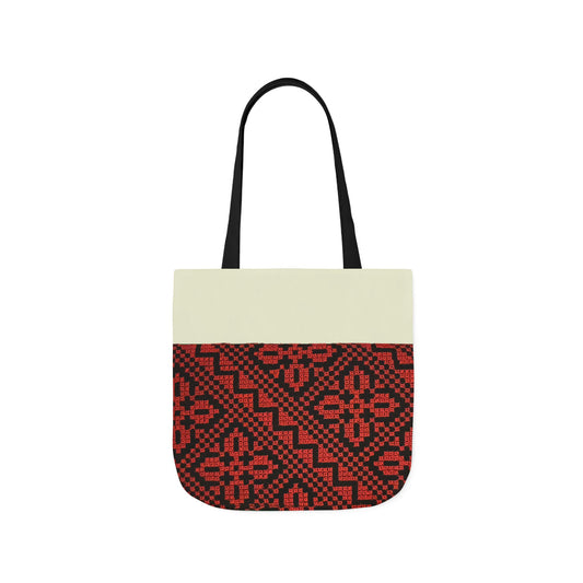 Red and Black Tatreez Designs Tote Bag