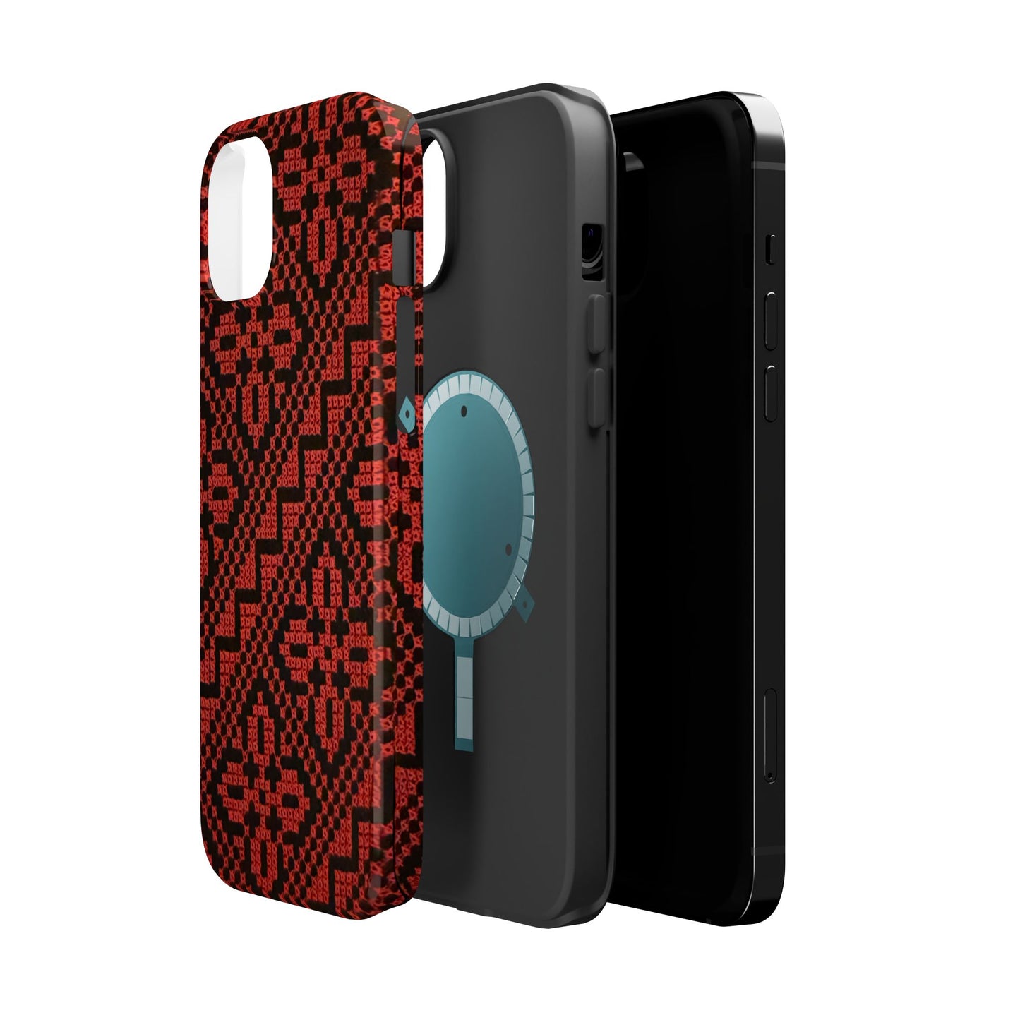Red and Black Tatreez Design - Iphone Magnetic Tough Case