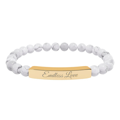 “Endless Love 💕 ” Engraved Natural Stone Bracelet - Meaningful Gift for Mindfulness and Style