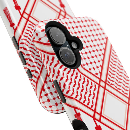 Red and White Shmagh Design Iphone Magnetic Tough Case