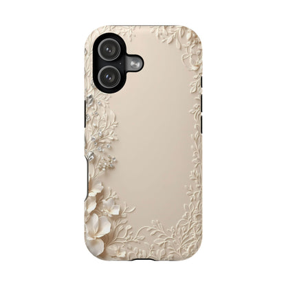 Beige Floral and Diamonds 💎 Design - Iphone Magnetic Tough Case