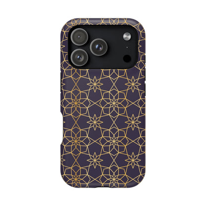 Gold and Purple Geometric Design Iphone Magnetic Tough Case