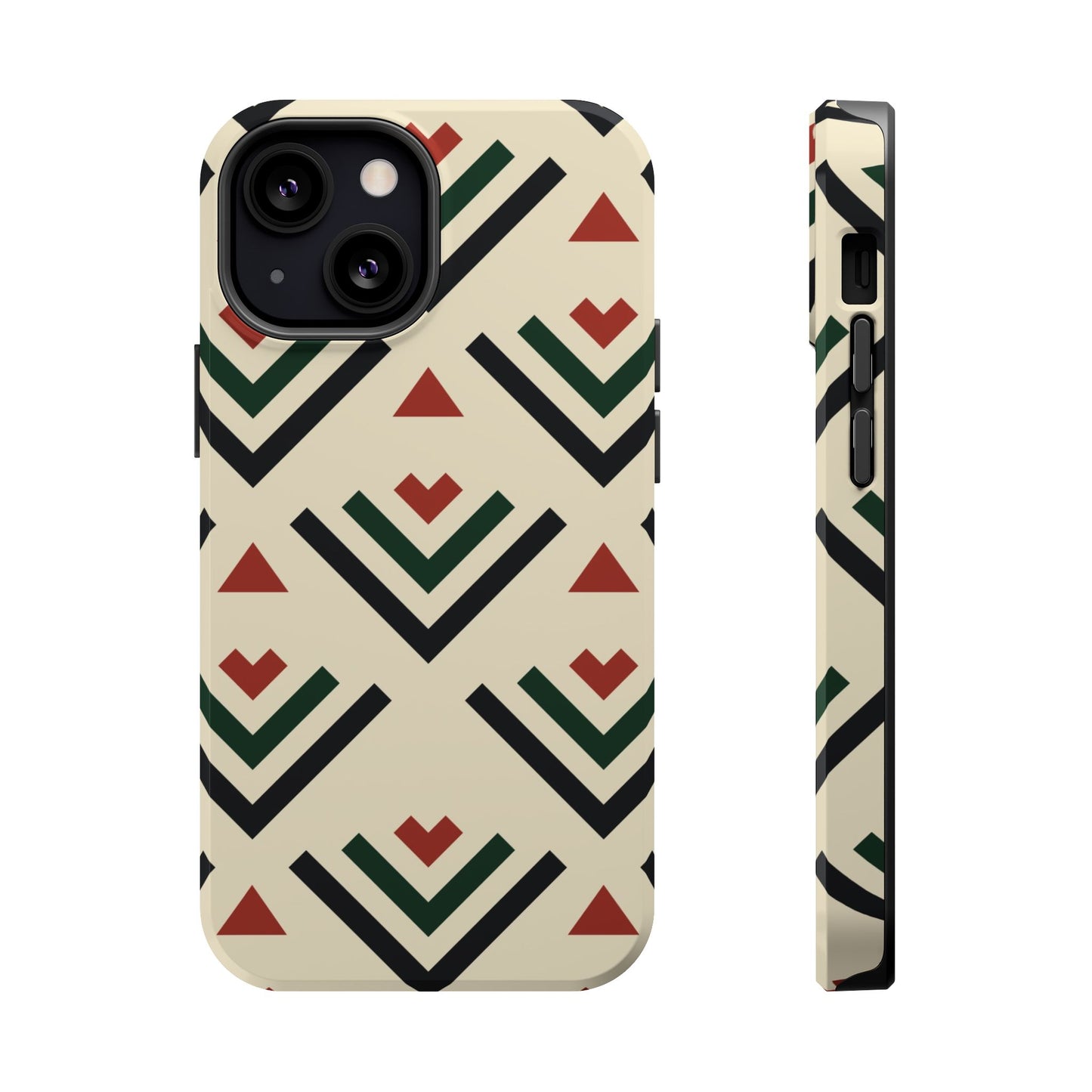 Red Black Green Geometric Design Iphone Magnetic Tough Case