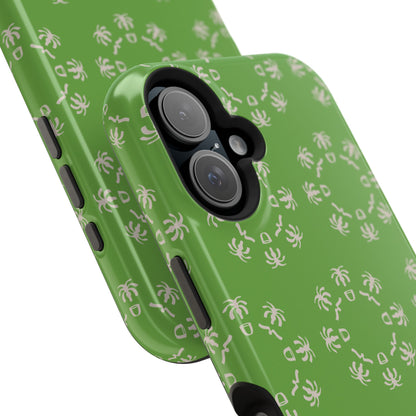 Palm Trees and coffee cups Geometric circle  Design - Iphone Magnetic Tough Case