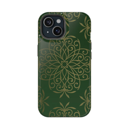 Gold and Green Flowery Design - Iphone Magnetic Tough Case