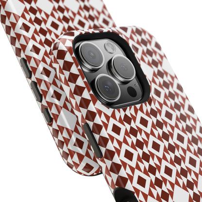 Red and White geometric Design Iphone Magnetic Tough Case