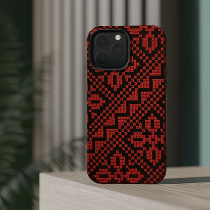 Red and Black Tatreez Design - Iphone Magnetic Tough Case