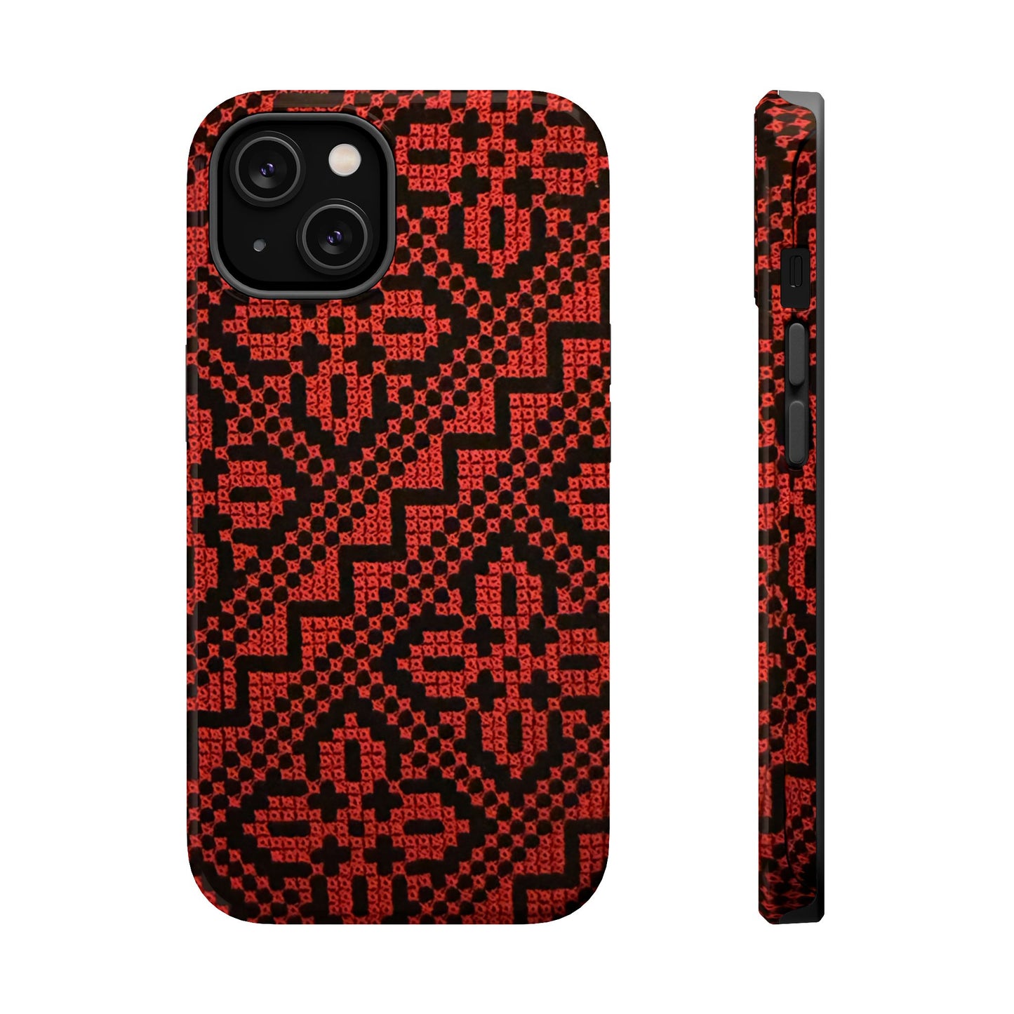 Red and Black Tatreez Design - Iphone Magnetic Tough Case