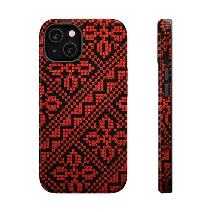 Red and Black Tatreez Design - Iphone Magnetic Tough Case