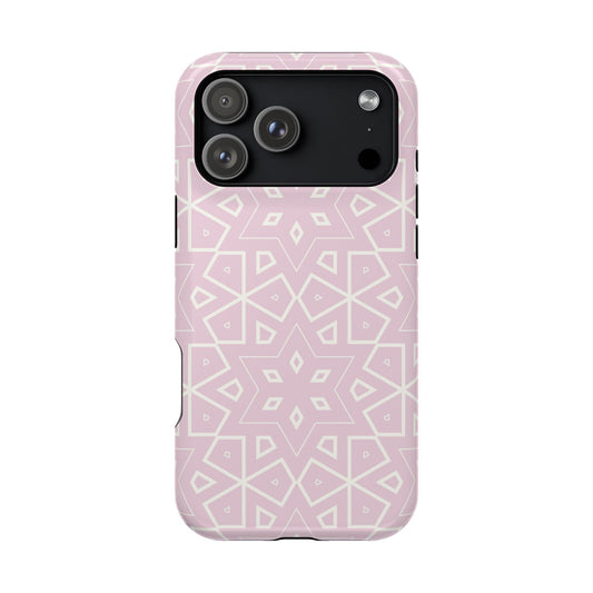 Pink and White Geometric Design Iphone Magnetic Tough Case