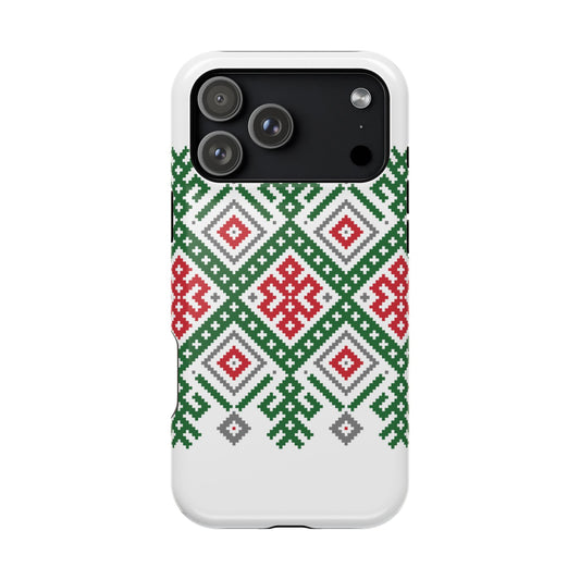 Red white Green and Black  Geometric Design Iphone Magnetic Tough Case