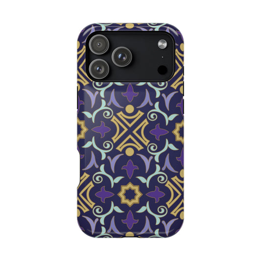 Geometric Purple and Gold Design Iphone Magnetic Tough Case