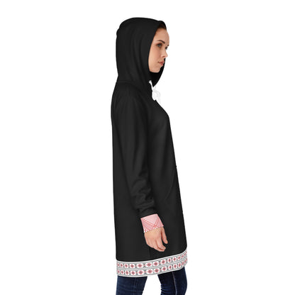 Red and White Hattah Design - Stylish Women's Hoodie Dress